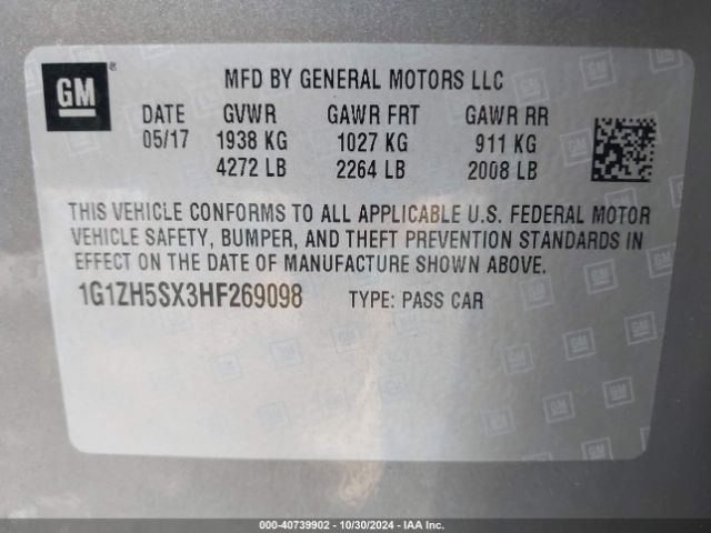 1G1ZH5SX3HF269098 Chevrolet Malibu Premier