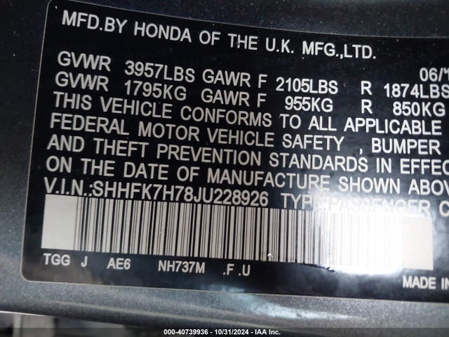 Honda Civic Ex-l 2018 SHHFK7H78JU228926 Image 9