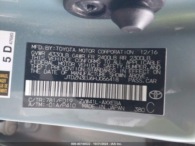 JTDZN3EU6HJ066418 Toyota Prius V Three