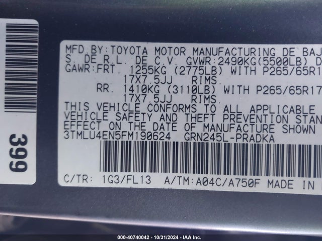 Toyota Tacoma Double Cab/trd Pro 2015 3TMLU4EN5FM190624 Image 9