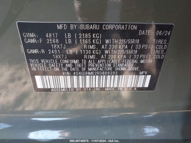 4S4GUHM62R3809393 Subaru Crosstrek Limited