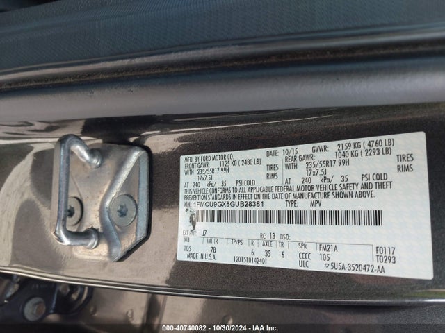 1FMCU9GX8GUB28381 Ford ESCAPE SE