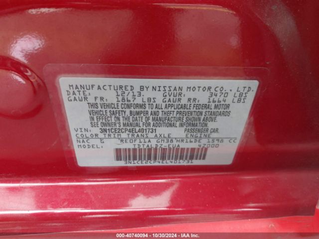 3N1CE2CP4EL401731 Nissan Versa Note Sv