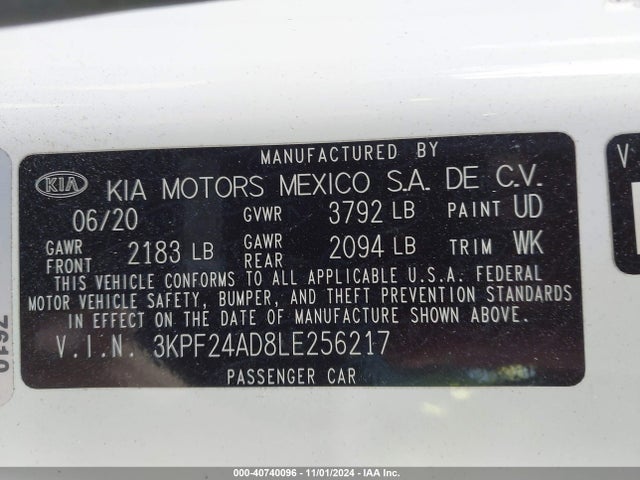 KIA Forte Lxs 2020 3KPF24AD8LE256217 Image 9