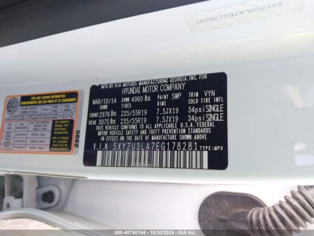 5XYZU3LA7EG178281 Hyundai Santa Fe Sport 2.0l Turbo