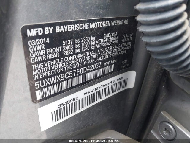 5UXWX9C57E0D42037 BMW X3 Xdrive28i