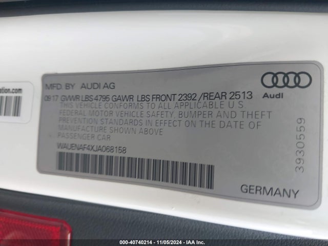 WAUENAF4XJA068158 Audi A4 2.0t Premium/2.0t Tech Premium