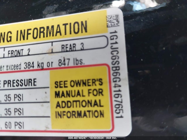 Chevrolet Sonic Lt Auto 2016 1G1JC6SB6G4167651 Image 9