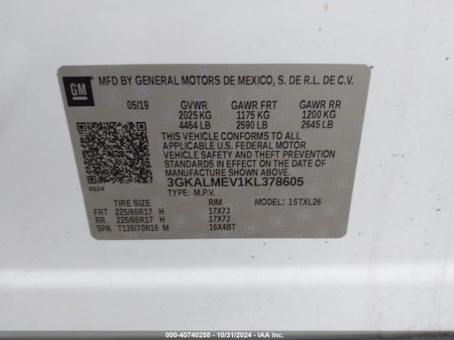 3GKALMEV1KL378605 GMC Terrain Sle
