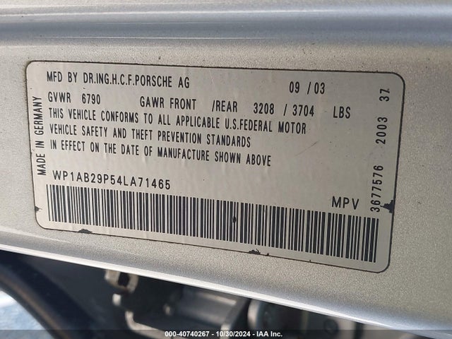 2004 PORSCHE CAYENNE WP1AB29P54LA71465 Photo 8