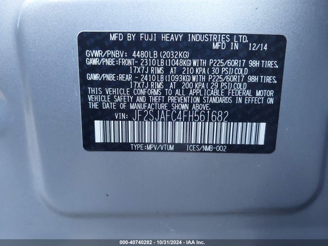 JF2SJAFC4FH561682 Subaru Forester 2.5i Premium
