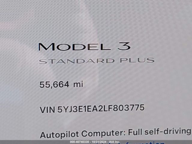 5YJ3E1EA2LF803775 Tesla Model 3 Standard Range Plus Rear-wheel Drive/standard Range Rear-wheel Drive
