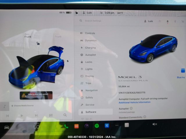 5YJ3E1EA2LF803775 Tesla Model 3 Standard Range Plus Rear-wheel Drive/standard Range Rear-wheel Drive