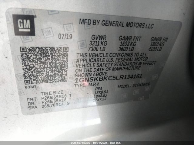1GNSKBKC5LR134161 Chevrolet Tahoe 4wd Lt
