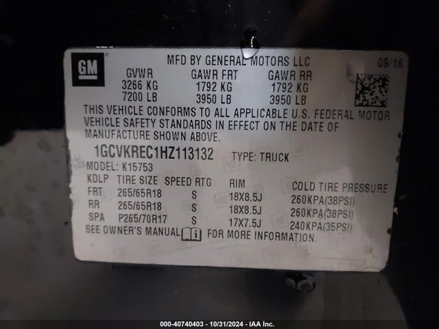 Chevrolet Silverado 1500 Lt 2017 1GCVKREC1HZ113132 Image 9