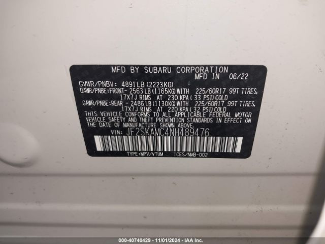 JF2SKAMC4NH489476 Subaru Forester Wilderness