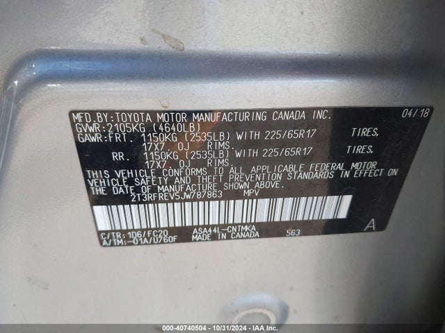 Toyota Rav4 Adventure/xle 2018 2T3RFREV5JW787863 Image 9