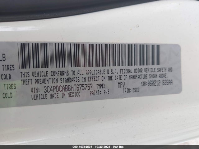 Dodge JOURNEY SE 2017 3C4PDCAB6HT675757 Image 9