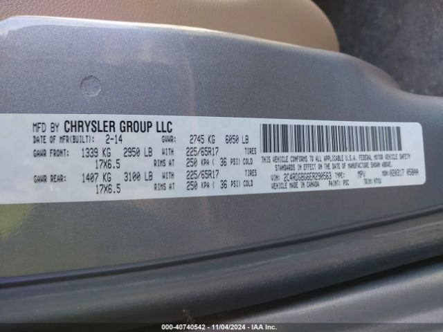 2C4RDGBG6ER290563 Dodge Grand Caravan Se