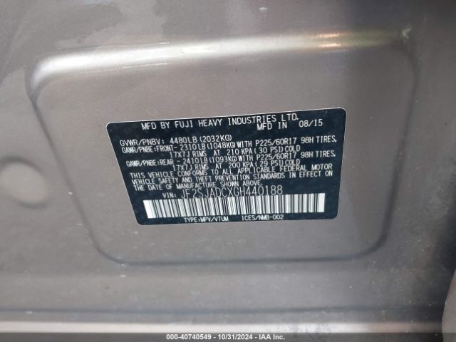 JF2SJADCXGH440188 Subaru Forester 2.5i Premium