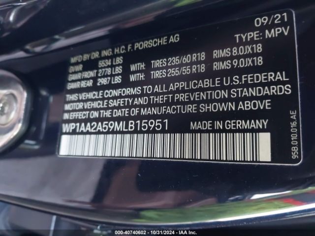 WP1AA2A59MLB15951 Porsche Macan