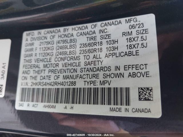 2HKRS4H42RH401288 Honda Cr-v Ex Awd