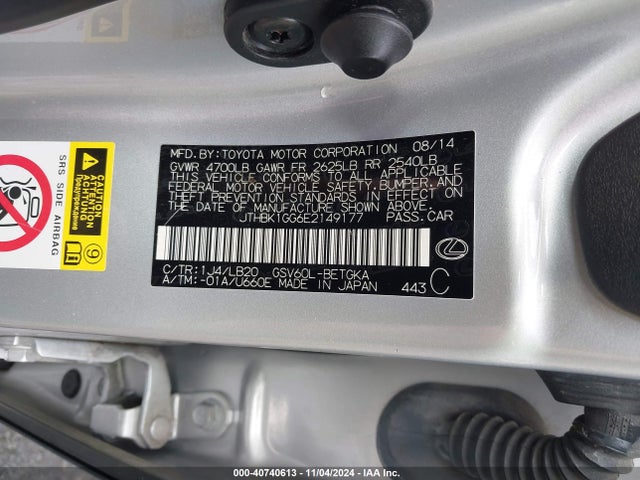 Lexus ES 350 2014 JTHBK1GG6E2149177 Image 9