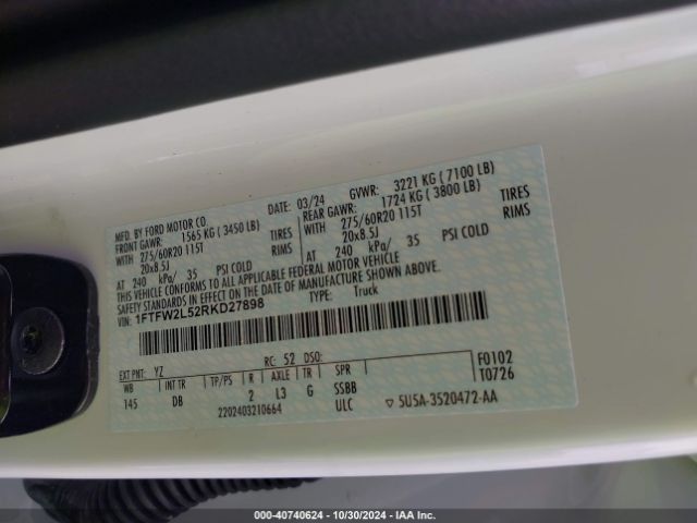 Ford F-150 Stx 2024 1FTFW2L52RKD27898 Image 9