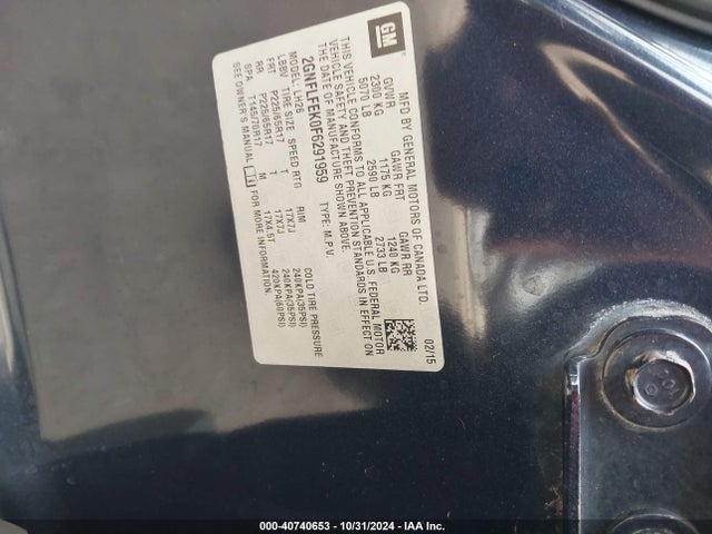 Chevrolet EQUINOX 1LT 2015 2GNFLFEK0F6291959 Image 9