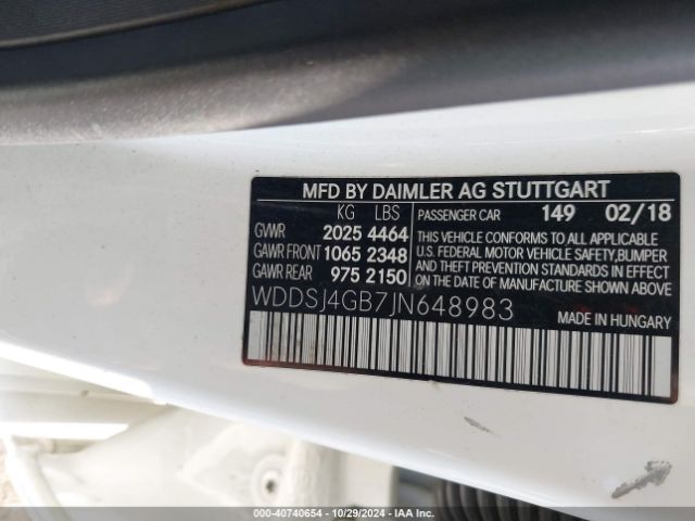 WDDSJ4GB7JN648983 Mercedes-Benz CLA 250 4MATIC