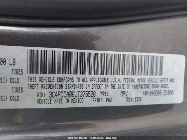 3C4PDCAB6JT375528 Dodge JOURNEY SE