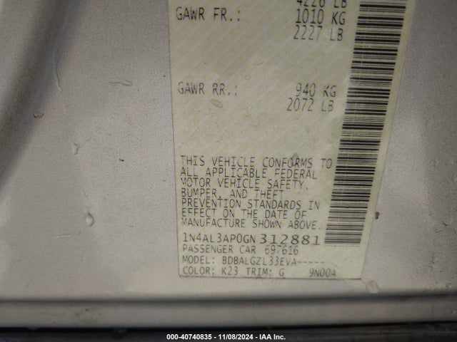 Nissan Altima 2.5 S 2016 1N4AL3AP0GN312881 Image 9