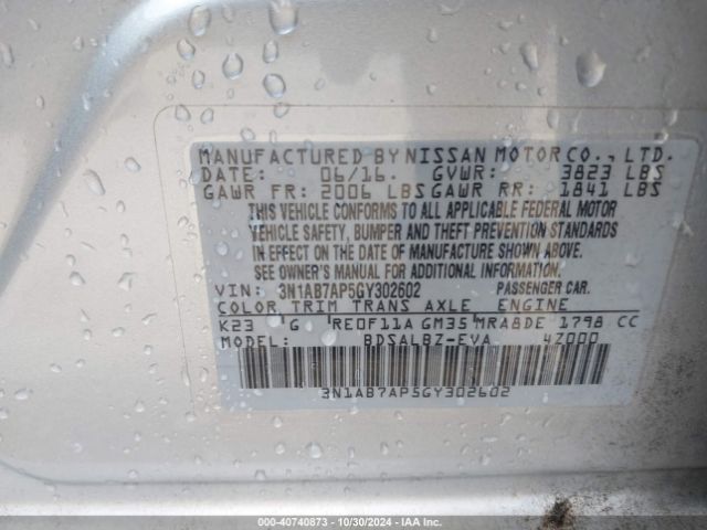 3N1AB7AP5GY302602 Nissan SENTRA S