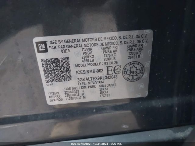 3GKALTEX9KL342043 GMC Terrain Sle