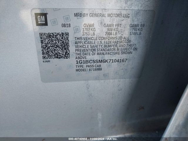 1G1BC5SM6K7104167 Chevrolet CRUZE LS