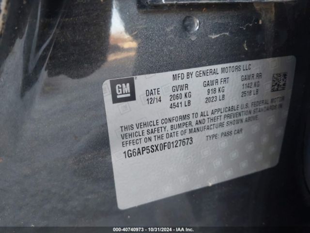 1G6AP5SX0F0127673 Cadillac Cts Standard