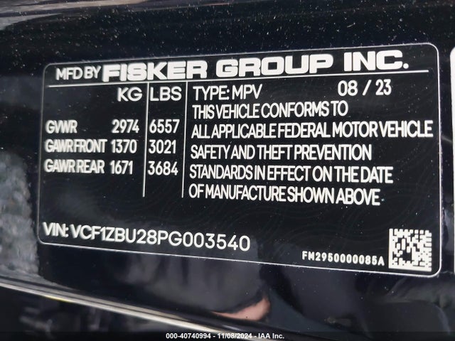 Fisker Ocean One 2023 VCF1ZBU28PG003540 Image 9