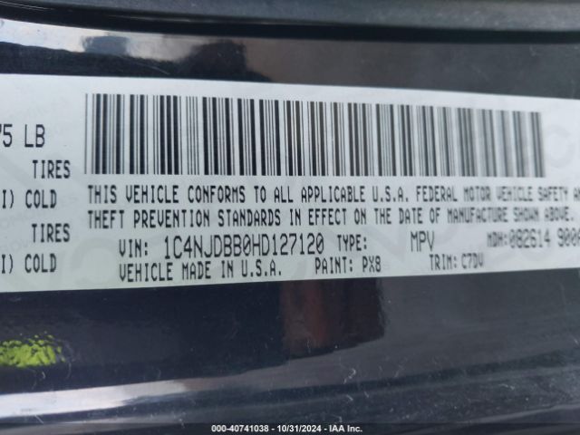 1C4NJDBB0HD127120 Jeep Compass Sport 4x4