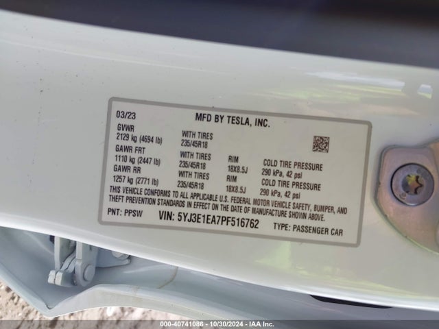 2023 TESLA MODEL 3 5YJ3E1EA7PF516762 Photo 8