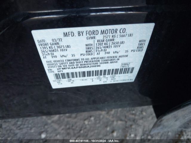 2FMPK4AP8NBA20896 Ford EDGE ST