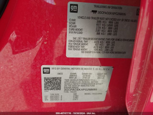 3GCPACEKXPG268695 Chevrolet Silverado 1500 2wd  Short Bed Lt