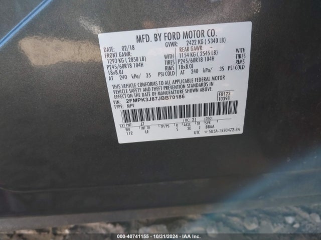 Ford EDGE SEL 2018 2FMPK3J87JBB70186 Image 9