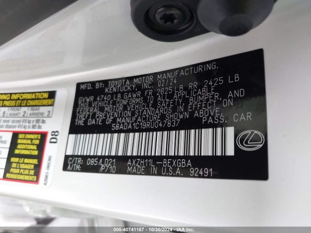 58ADA1C19RU047837 Lexus ES 300H