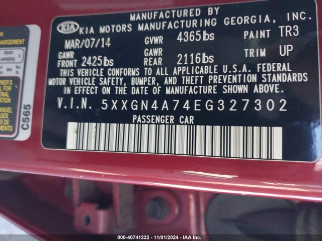 KIA OPTIMA EX 2014 5XXGN4A74EG327302 Image 9