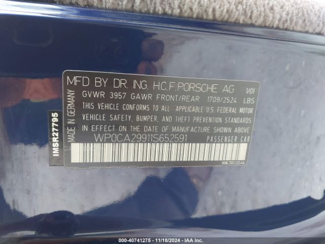 2001 PORSCHE 911 WP0CA29911S652591 Photo 8