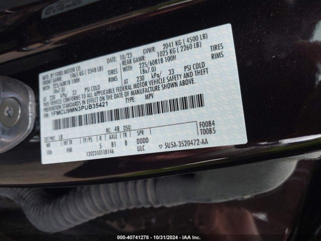 1FMCU9MN3PUB35421 Ford Escape St-line