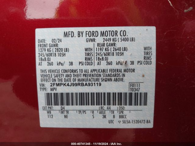 2024 FORD EDGE 2FMPK4J99RBA93119 Photo 8