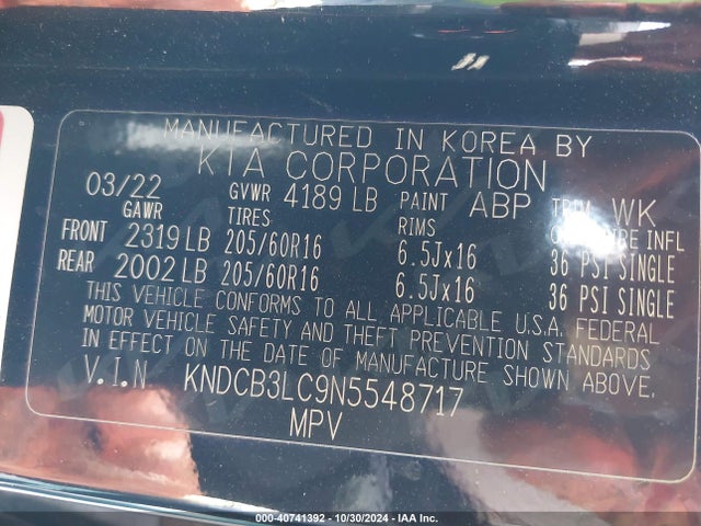 KIA Niro Lxs 2022 KNDCB3LC9N5548717 Image 9