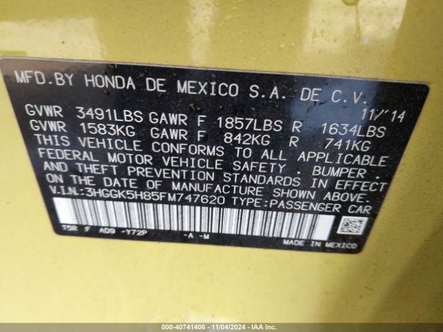 3HGGK5H85FM747620 Honda Fit Ex/ex-l