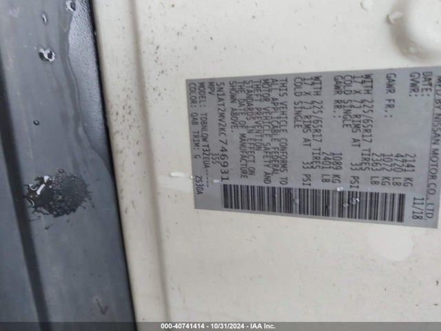 Nissan ROGUE SV 2019 5N1AT2MV2KC746931 Image 9